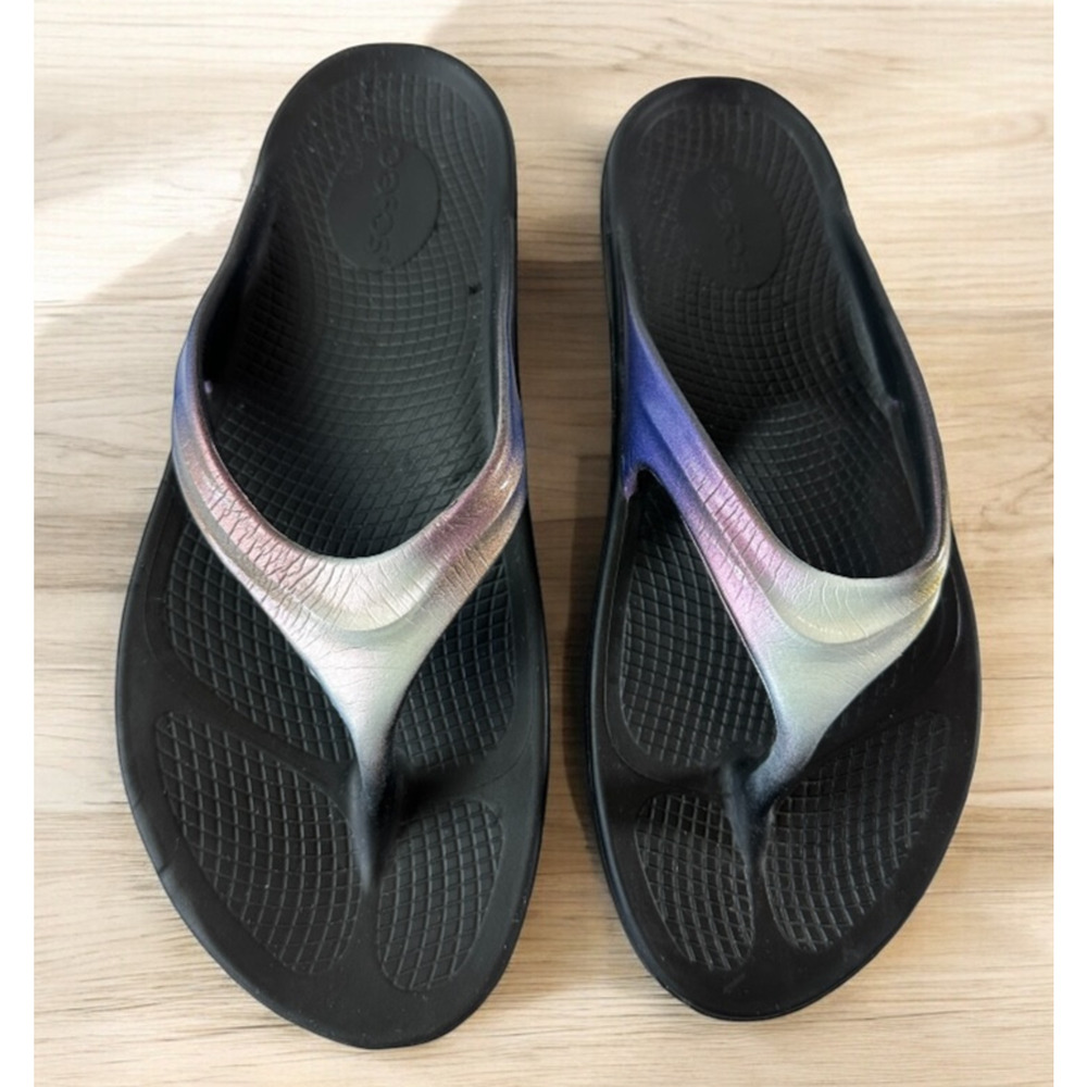 Oofos Oolala Luxe Recovery Sandal Comfort Multi-Colored Ombre Women's Size 11 - Picture 16 of 16